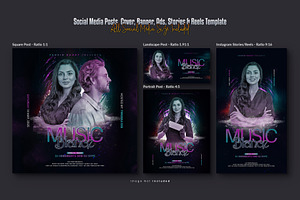 Night Vibes Music Party Flyer Set, a Design Template by Creative_View