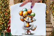 Whimsical Birthday Cat Clipart, an Illustration by Craft Nest (Thumbnail 5 of 9)