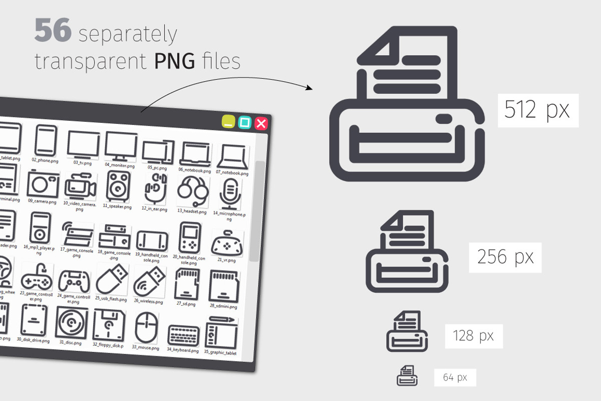 Device Line Icons Set, an Outline Icon by Voysla's Shop (Photo 3 of 4)