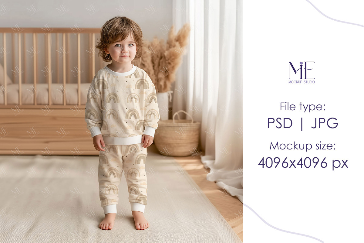Toddler Pajama Mockup Kids Sleepwear, a Mockup by Mie Mockup Studio (Photo 5 of 7)
