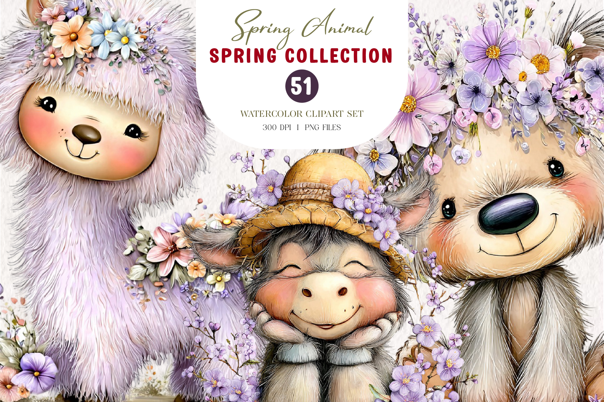 Whimsical Spring Animal Clipart, an Illustration by CreationArt