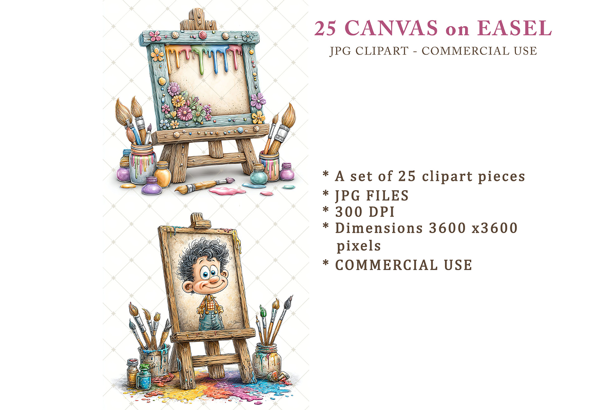 Canvas on Wooden Easel Clipart JPG, an Illustration by Memories By Lea (Photo 2 of 19)