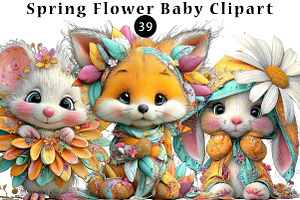 Spring Flower Baby Clipart, a Seasonal Illustration by CreationArt