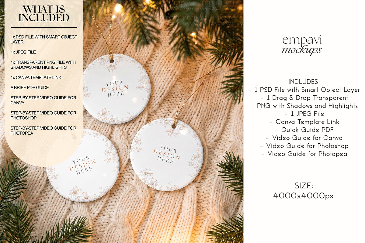Ornament Mockup Set of 3, a Household Mockup by EmpaviMockups (Photo 2 of 5)