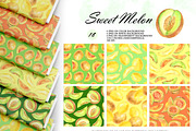 Watercolor Melon Seamless Patterns, a Food Illustration by OlDm_Shop (Thumbnail 1 of 10)