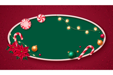 Merry Christmas 3d oval frame, an Object Illustration by art PVP - market