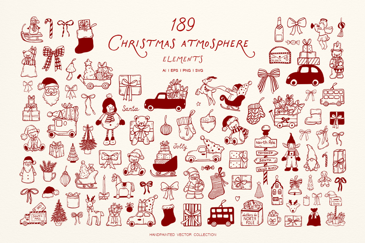 Whimsical Set Cozy Christmas p.2, a Seasonal Illustration by ViktoriyaD (Photo 5 of 25)