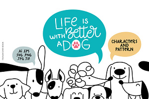 Cute Dogs Vector Set, an Animal Illustration by FourLeafLover