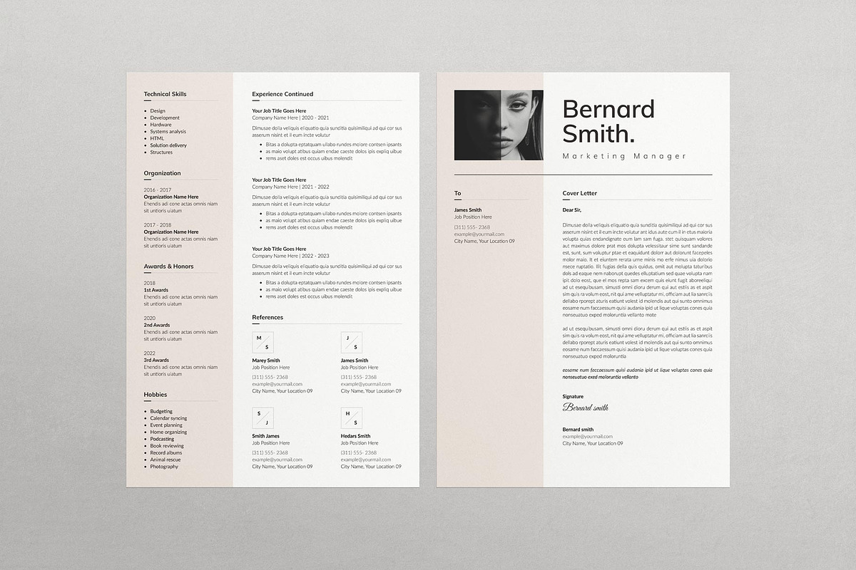 Resume/CV Template With Cover Letter, a Resume Template by E-Type (Photo 4 of 5)