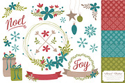 Retro Christmas Vectors & Patterns, an Illustration by Amanda Ilkov (Thumbnail 1 of 5)