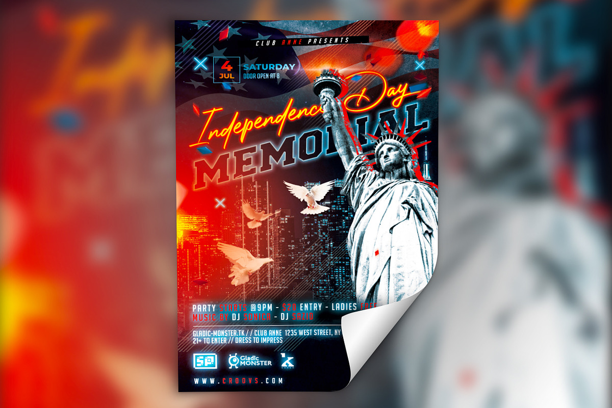 Independence Day Memorial Flyer, a Flyer Template by GladicMonster (Photo 2 of 3)