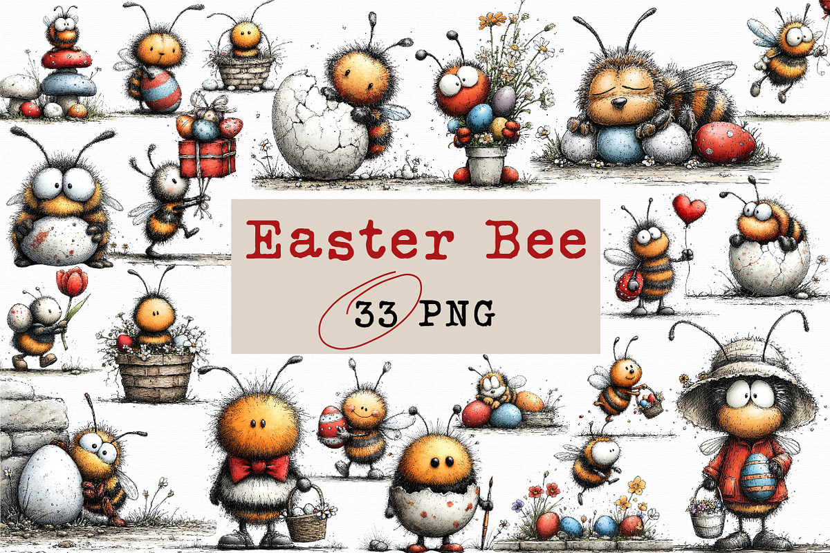 Whimsical Easter Bee Clipart, an Illustration by Libby Wishes (Photo 1 of 6)