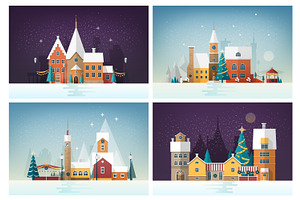 Winter, Christmas holiday cityscapes, a Decorative Illustration by Good Studio
