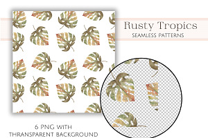 Rusty Tropics. Watercolor Clipart