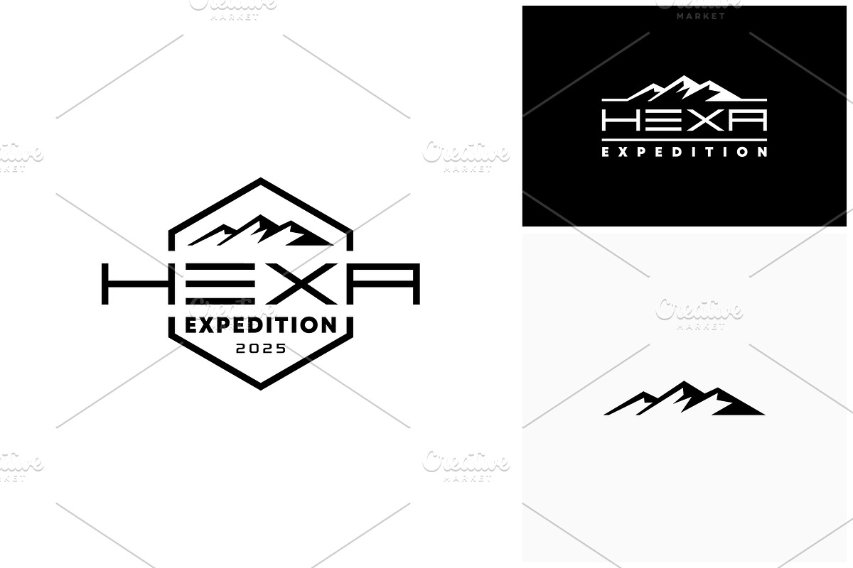 Hexagon Mountain Summit Peak Logo, a Branding & Logo Template by Enola99d
