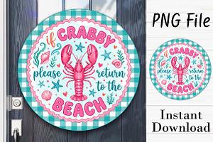 Summer Lobster Beach Door Hanger PNG, a Seasonal Illustration by Rose Art