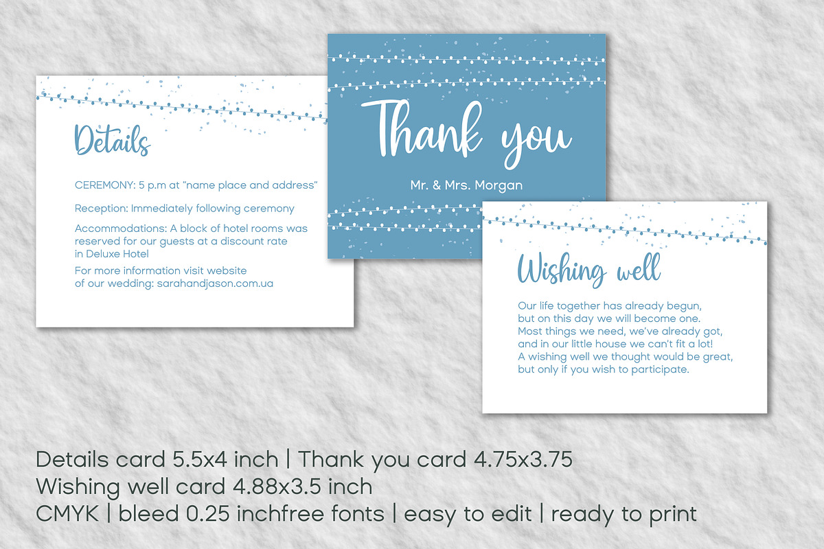 Elegant blue wedding invitation set, an Invitation Template by MariiaVD (Photo 9 of 11)