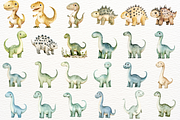Cute Dinosaur Watercolor Cliparts, an Animal Illustration by SugarCloudStudioArt (Thumbnail 5 of 6)