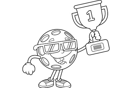 Pickleball Character Holding Trophy