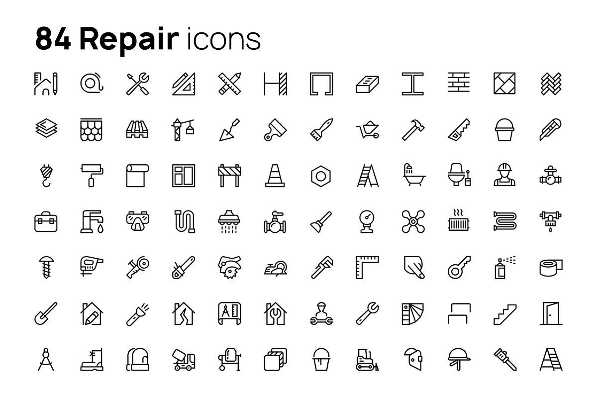 Repair line icons set, an Outline Icon by AIWD (Photo 2 of 2)