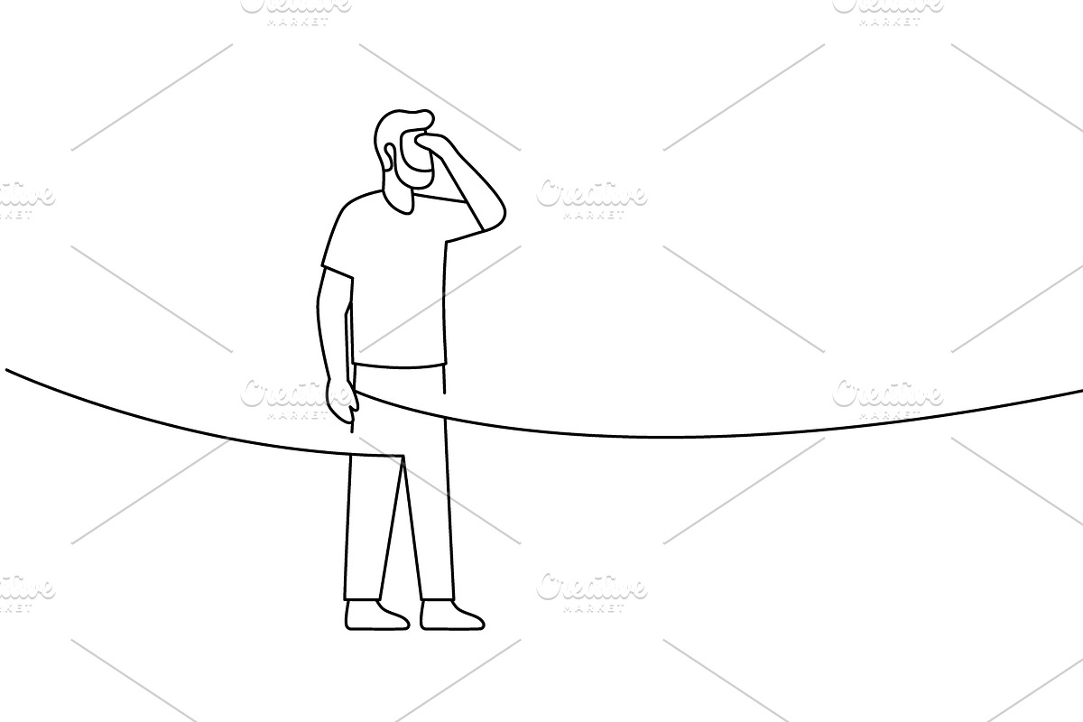 Minimalist contour of a bearded man, an Object Illustration by GraphiShop