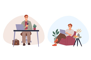 Working in office and home, a Person Illustration by Vectorbuum