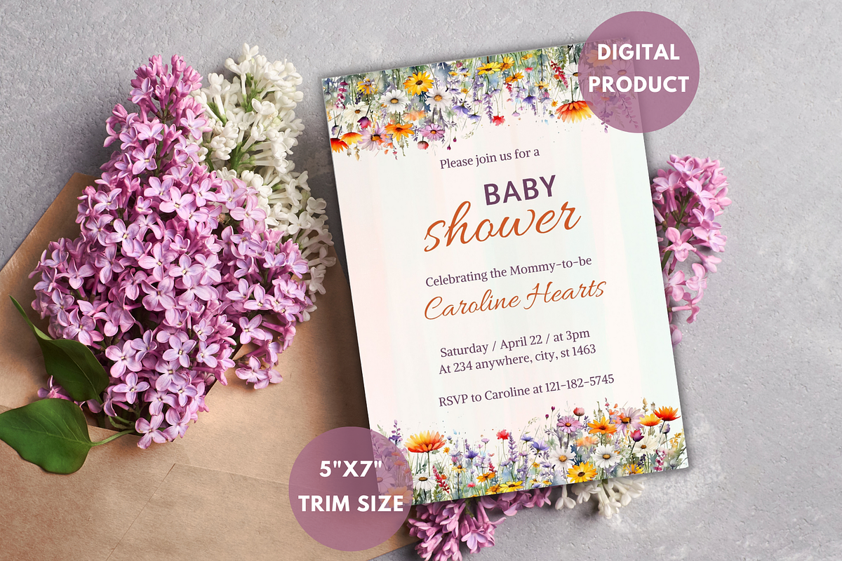 Baby Shower Invitation Template, an Invitation Template by SimoDigitalArt (Photo 6 of 10)