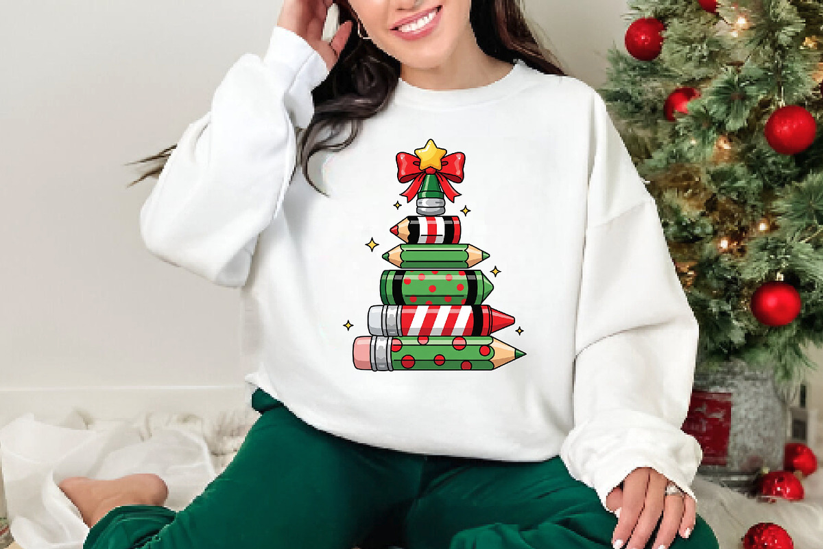 Christmas Pencil Tree Teacher Png, an Illustration by DreamArtGraphic (Photo 2 of 5)