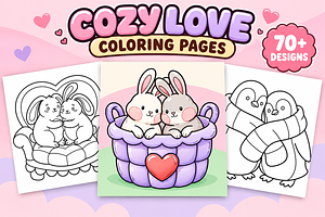 Cozy Love Coloring Pages – Volume 2, a Seasonal Illustration by Inkivelle Studio
