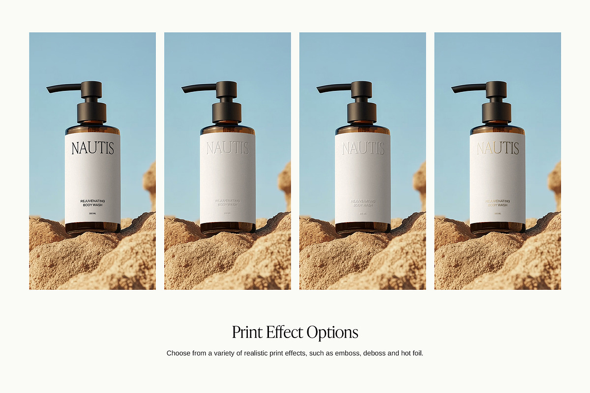 Coastal Cosmetic Bottle Mockups, a Packaging Mockup by Wildfield Studio (Photo 5 of 6)