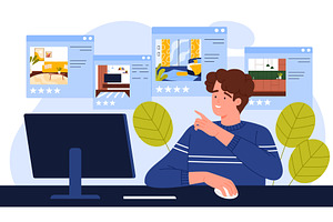 Home apartment search for travel, an Object Illustration by Flashvector