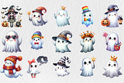 Watercolor Quirky Ghost Clipart, a Seasonal Illustration by Rose Art (Thumbnail 4 of 4)