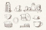 Kitchenware. Vector sketches., an Object Graphic by Canatic (Thumbnail 3 of 10)