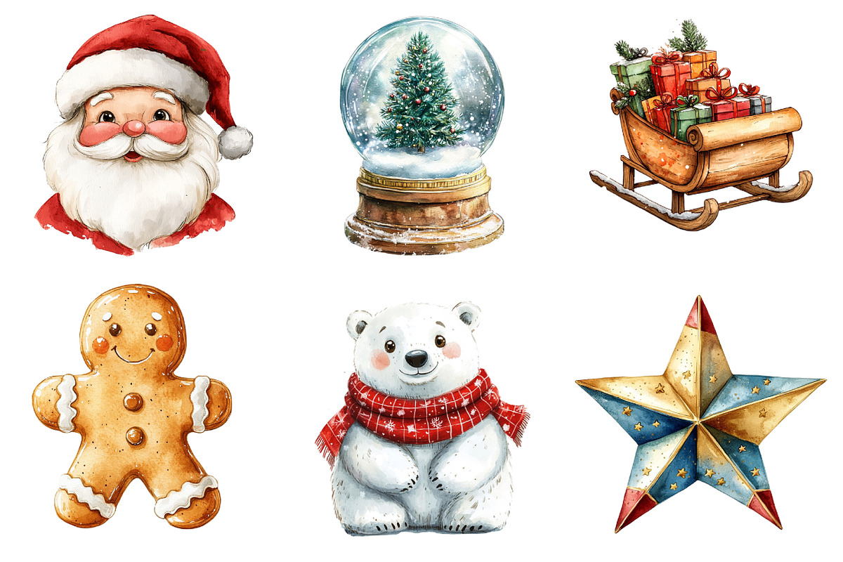 Christmas Doodle Sublimation Clipart, an Illustration by Dream Creation (Photo 3 of 6)