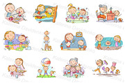 Family clipart set life scene bundle, a Healthcare Illustration by Bubert Art (Thumbnail 2 of 7)