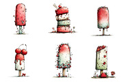 Whimsical Summer Ice Cream Clipart, an Illustration by CreationArt (Thumbnail 2 of 6)