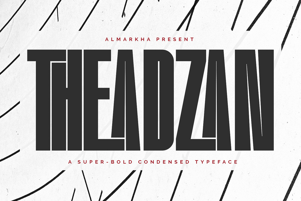 Theadzan - Super Bold Condensed, a Sans Serif Font by Almarkhatype (Photo 1 of 11)