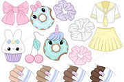 Kawaii Clipart Bundle, an Object Illustration by GlamArtZhanna (Thumbnail 4 of 5)