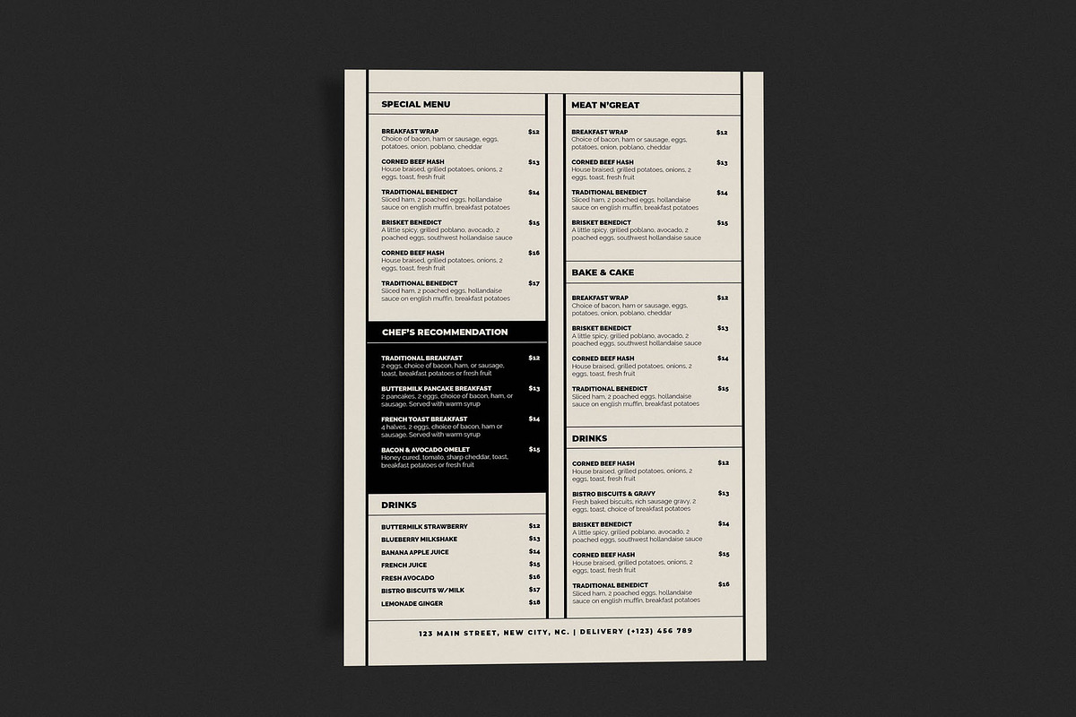 Food Menu Simple Lines
