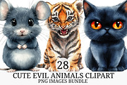 Cute Evil Animals Clipart, an Illustration by Craft Nest (Thumbnail 1 of 7)