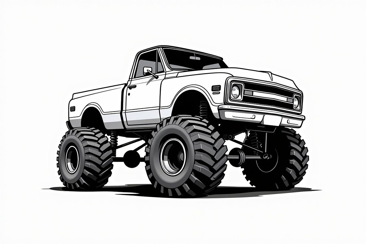 Monster Truck Line Art Bundle, an Illustration by Designs_River (Photo 7 of 9)