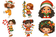 Quirky Christmas Girls Clipart, an Illustration by Craft Nest (Thumbnail 8 of 11)
