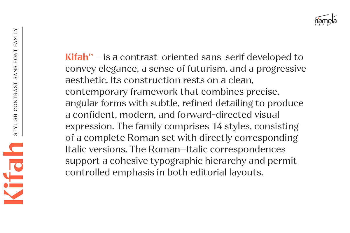 Kifah, Stylish Contrast Sans Font, a Sans Serif Font by Namela Studio (Photo 4 of 10)