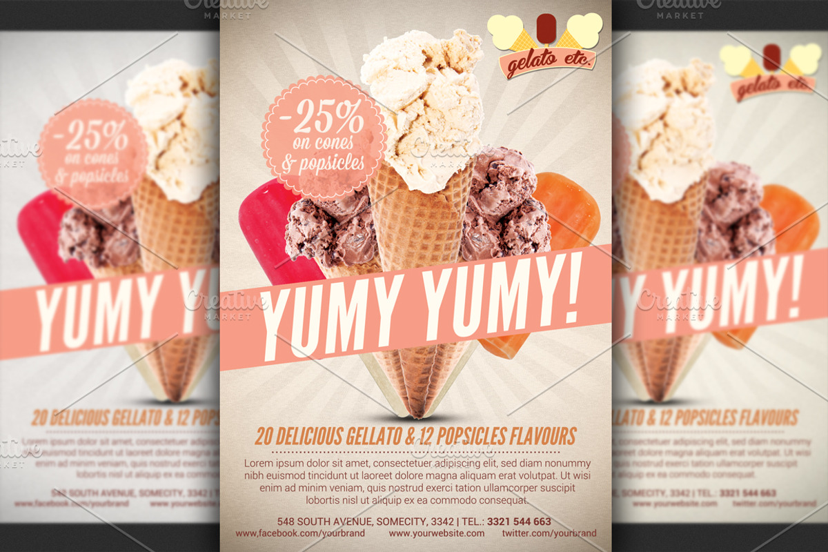Ice Cream Shop Offer Flyer Template, a Flyer Template by Hotpin (Photo 1 of 3)