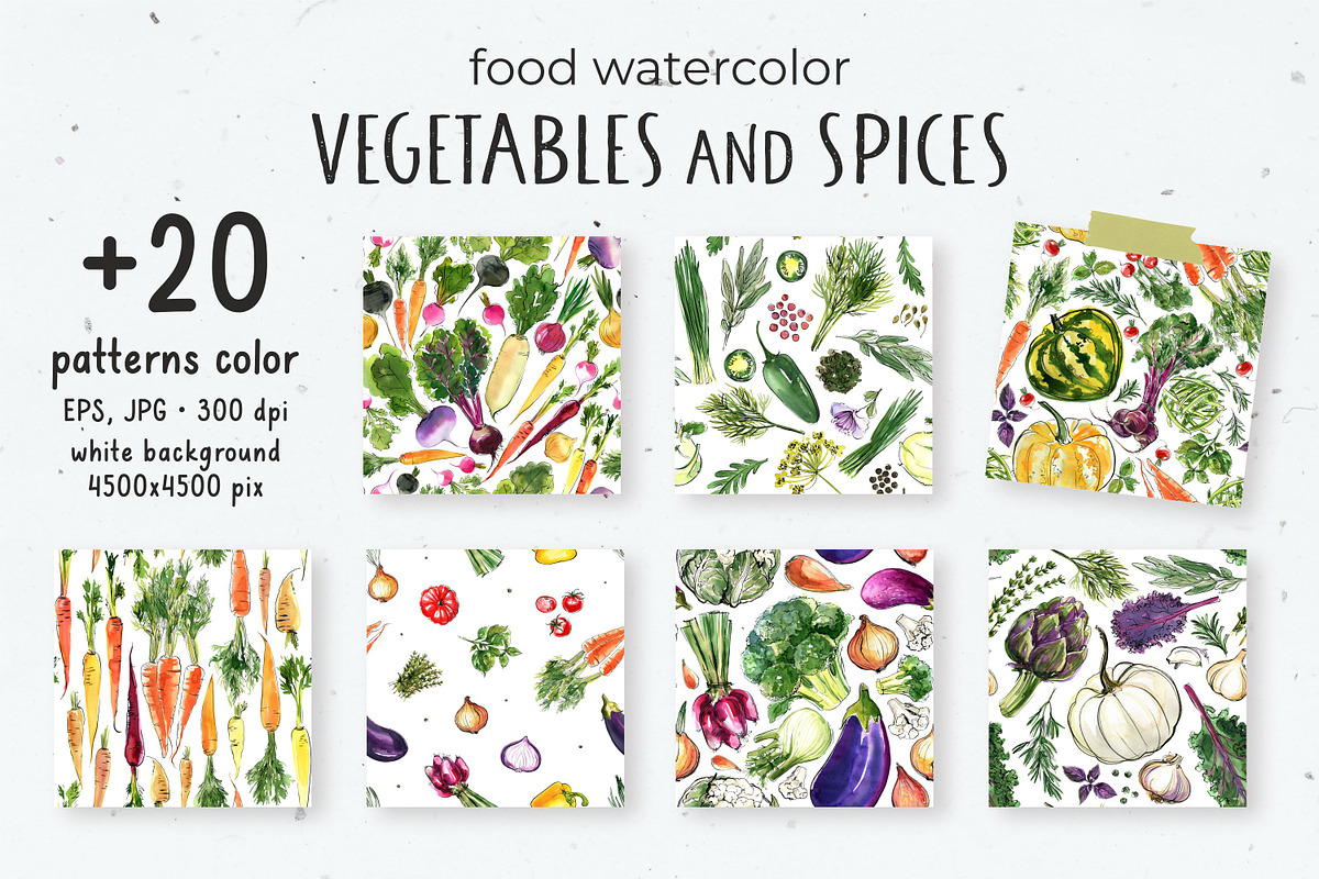Food watercolor. Vegetables, a Food Illustration by irina.vaneeva (Photo 13 of 25)