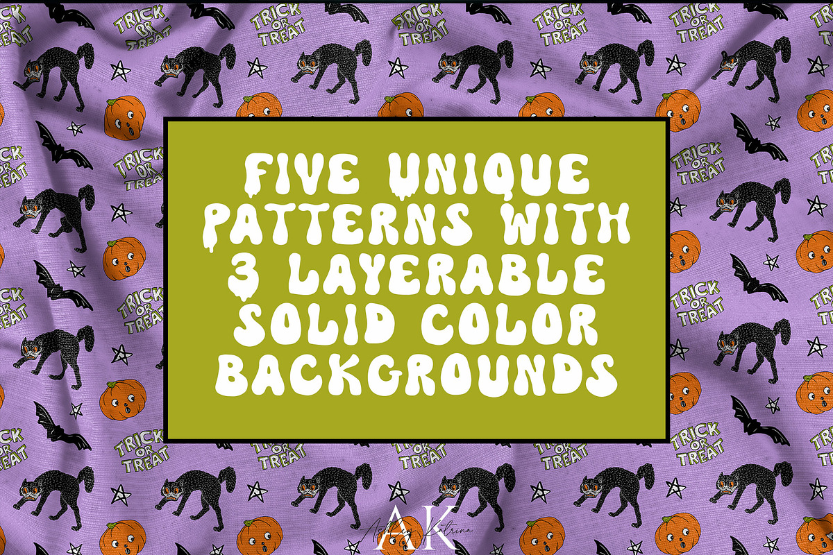Vintage Halloween Clipart & Patterns, a Seasonal Illustration by Ashley Katrina (Photo 2 of 15)