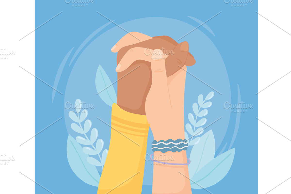 black and white hands together, a Person Illustration by studiogstock
