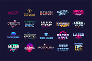 Neon Synthwave 80+ Retro Logo Pack, a Graphic by DenysHolovatiuk (Thumbnail 4 of 6)