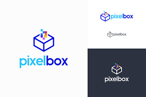 Set Of Pixel Box Logo Design Concept