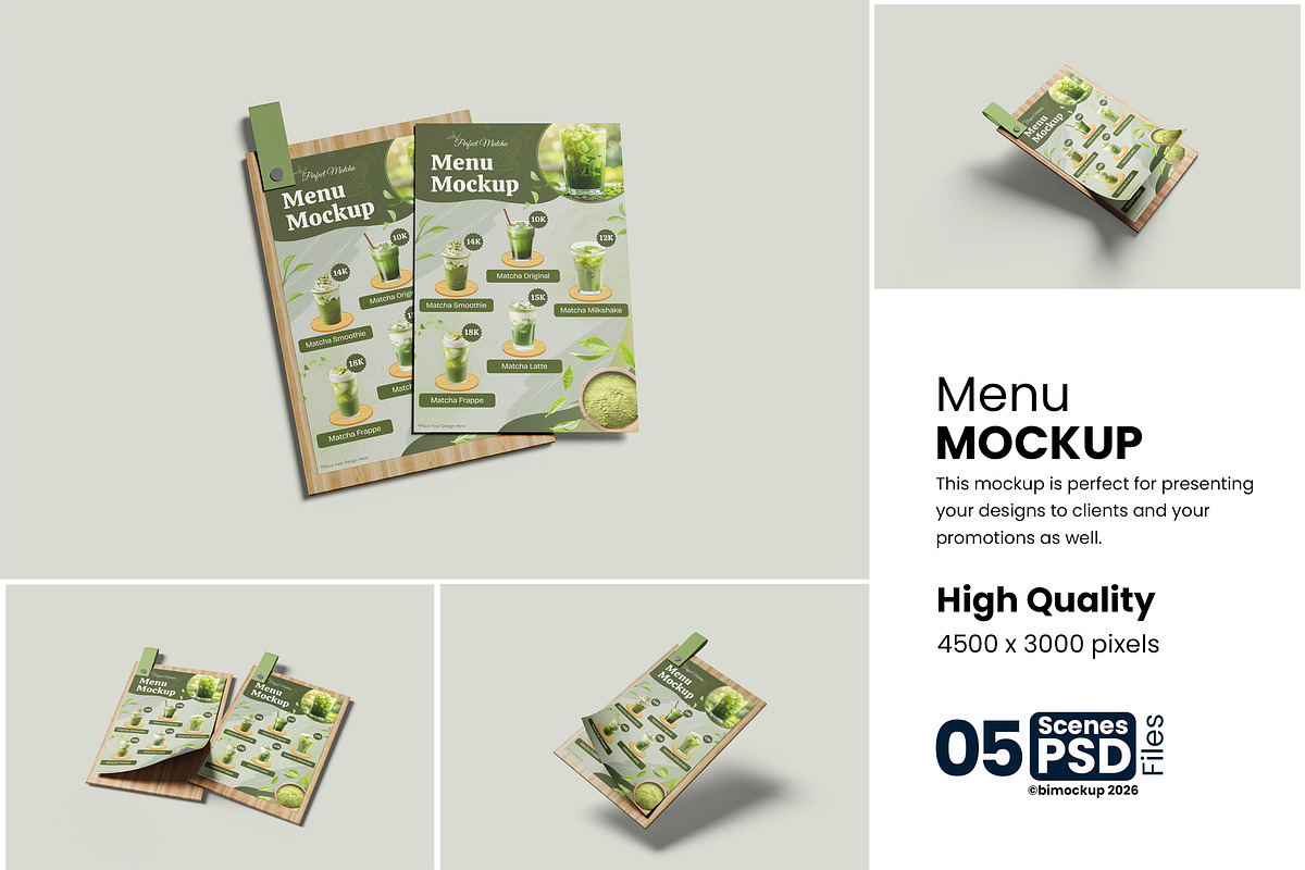 Modern Menu Mockup For Branding, an Advertising Mockup by bimockup (Photo 1 of 6)